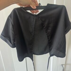 Lioness Black Satin Crop Top